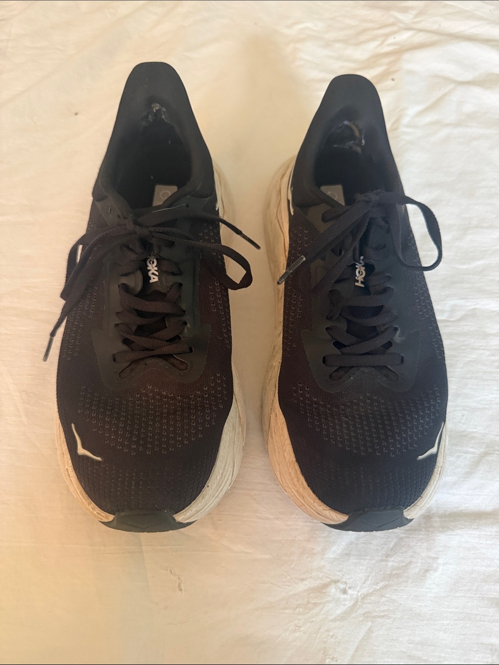 Hoka Arabic 7 women’s Black and White Athletic Running Shoes